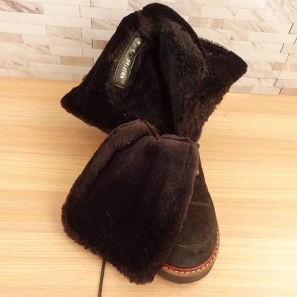 STUART WEITZMAN Boots Women 8 Black Combat Fleece Shearling Velvet Lug Sole Luge - Picture 4 of 16